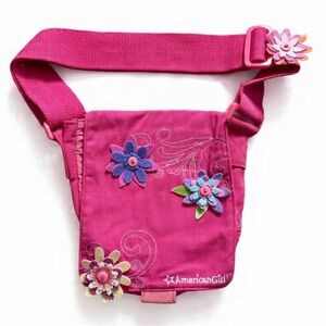 American Girl | Pink Floral Messenger Bag Embroidered Adjustable Strap Purse
